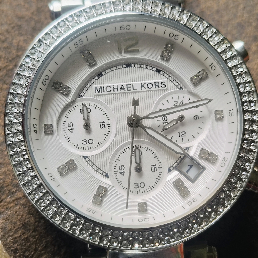 Michael Kors Silver and White Bracelet Watch